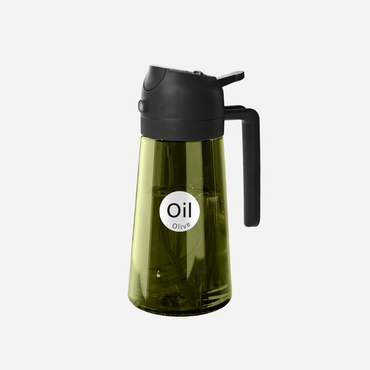 2 in 1 Oil Sprayer Bottle Dispenser, 16oz Glass Olive Oil Sprayer, Cooking Oil Sprayer Bottle for Kitchen Salad, Grill, BBQ, Dark Green (Sticker Included)