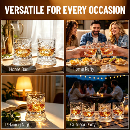 Whiskey Glass with 360° Rotating Bases 2Pcs