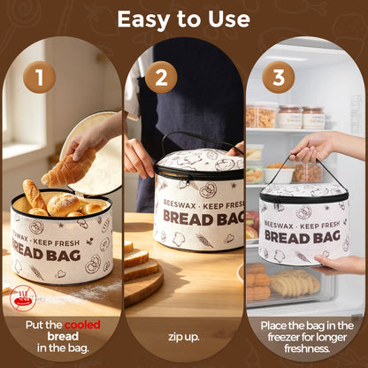 Reusable Beeswax Bread Box with Zippered Lid