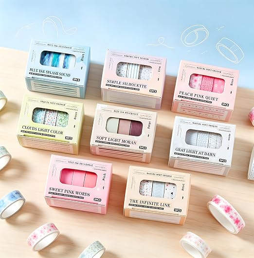 Skinny Washi Tape Set, 6 Designs Decorative Masking Tape for Journal DIY Crafts