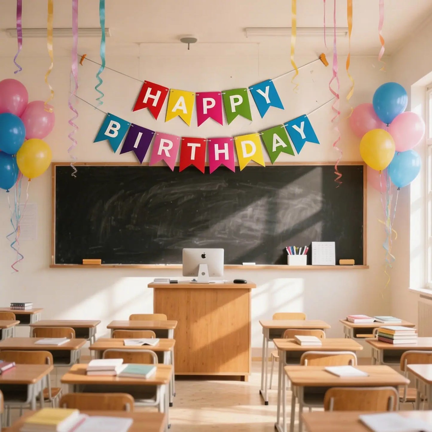 Pre Strung Glitter Happy Birthday Garland, Hanging Letter Party Banner