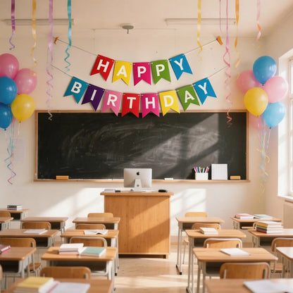 Pre Strung Glitter Happy Birthday Garland, Hanging Letter Party Banner