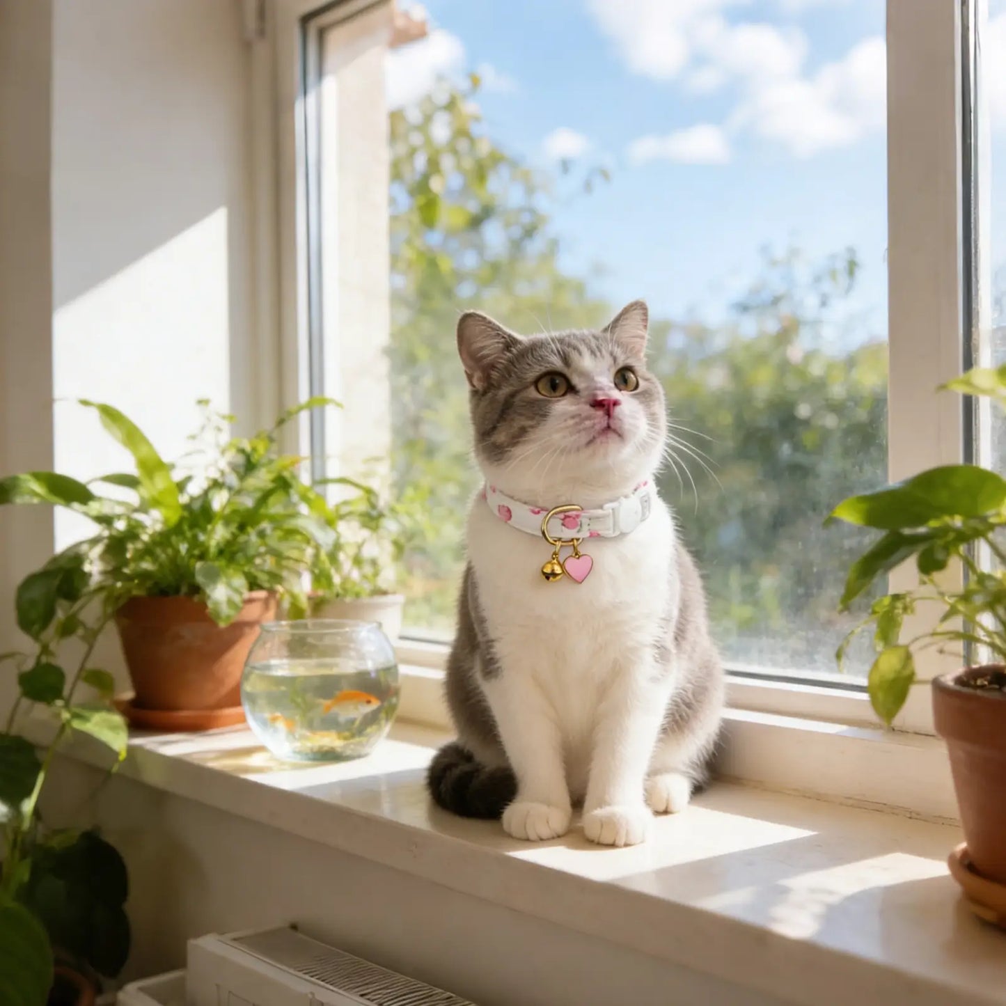 Cotton Breakaway Cat Collar with Strawberry Pendant Pink