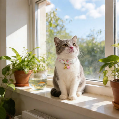 Cotton Breakaway Cat Collar with Strawberry Pendant Pink