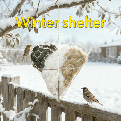 Handmade Alpaca Fiber Heart Bird Nesting Holder, Outdoor Garden Wild Bird Supply