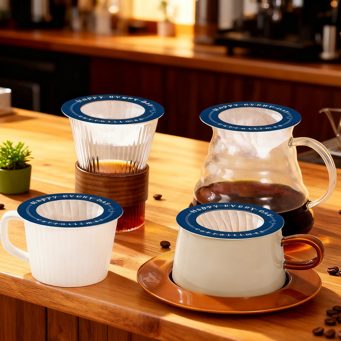 20-Pack Disposable Pour Over Coffee Filters, Portable Paper Drip Filters Blue