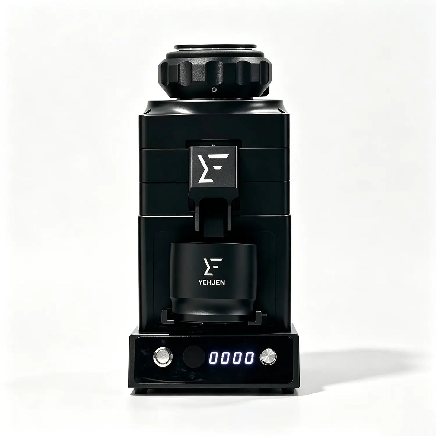 Black 80mm Burr Coffee Grinder Front View