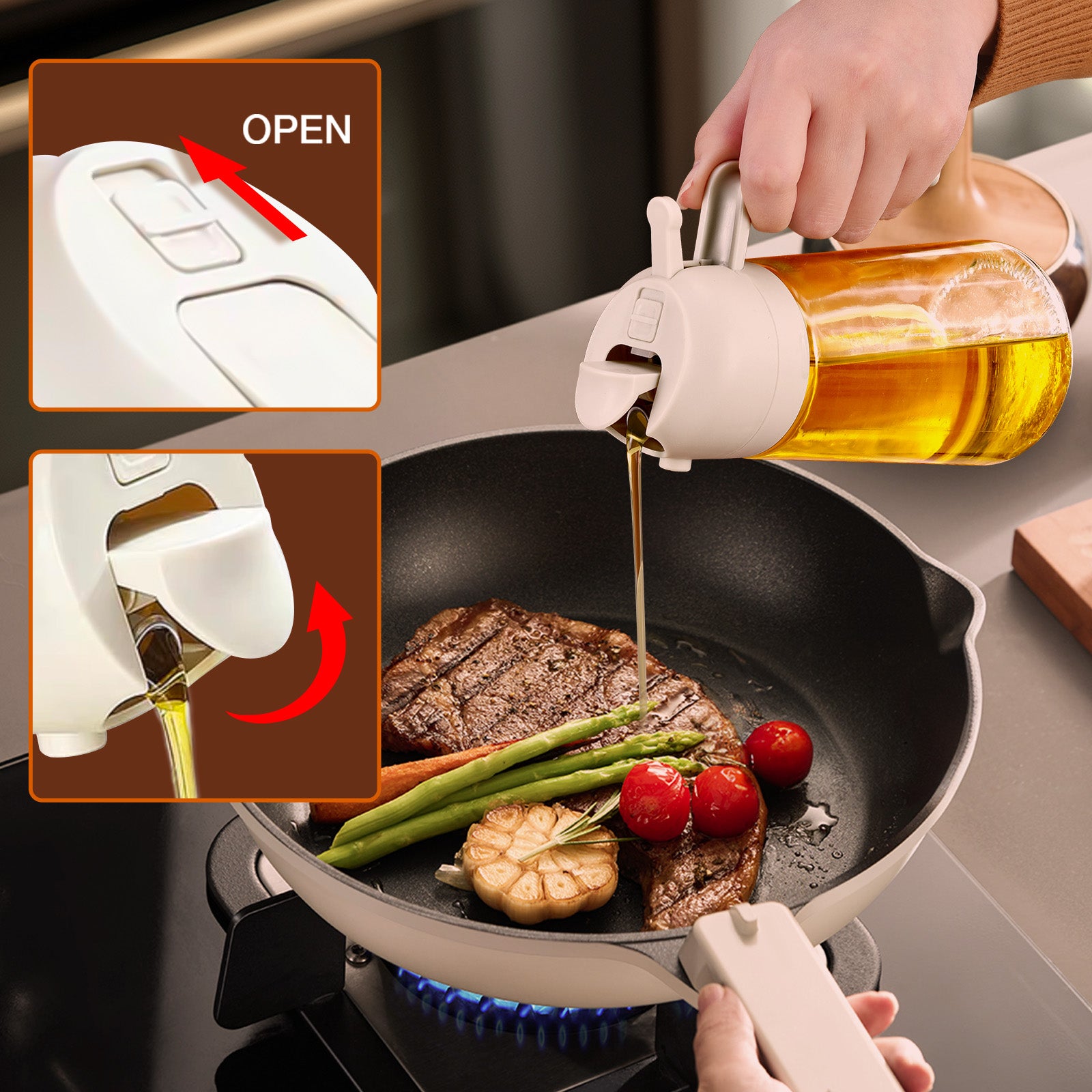 hot selling 2 in 1 Oil Sprayer Bottle White