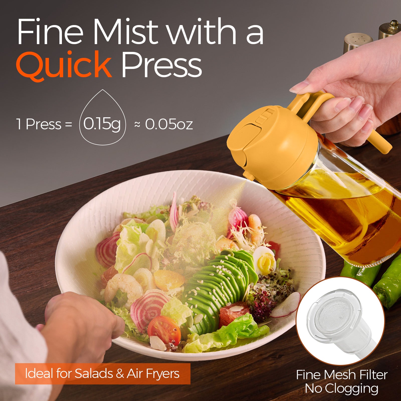 Stream,Spray 2 In 1 Glass Oil And Vinegar Dispenser Easy to use 16oz/470ml Green fo Air Fryer