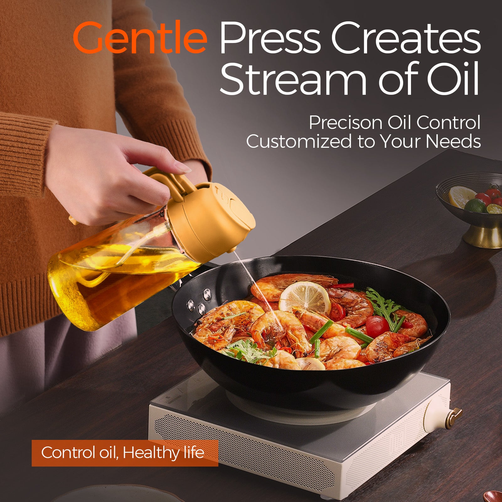 Stream,Spray 2 In 1 Glass Oil And Vinegar Dispenser Easy to use 16oz/470ml Green fo Air Fryer