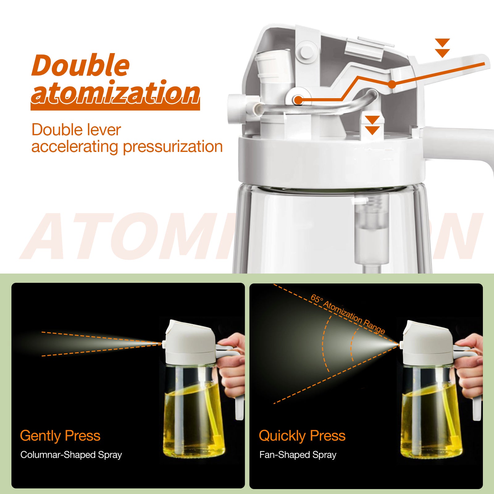 2 in 1 Oil Spray Bottle 16oz/470ml Oil Dispenser for Air Fryer, BBQ, Salad