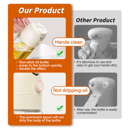 glass oil jar 2 in 1 Oil Spray Bottle 16oz/470ml Oil Dispenser for Air Fryer, BBQ, Salad