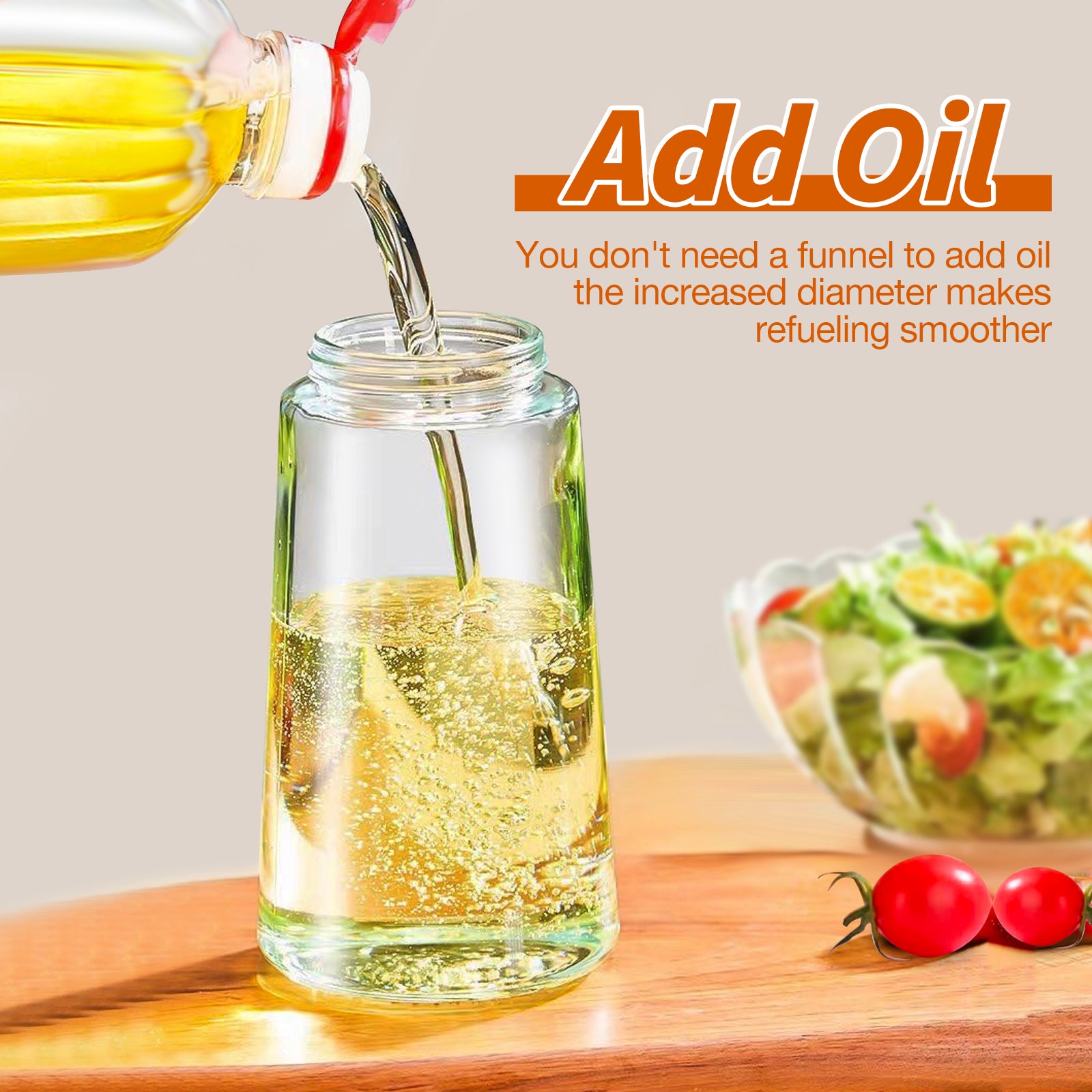 2 in 1 Oil Spray Bottle 16oz/470ml Oil Dispenser for Air Fryer, BBQ, Salad