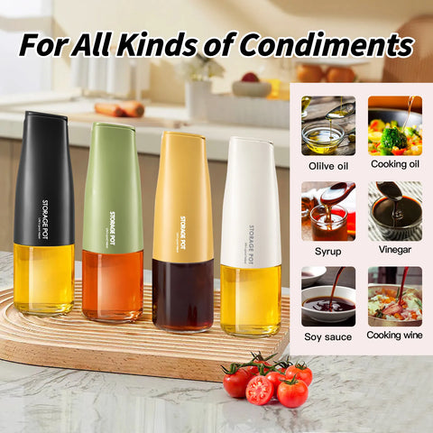 Auto-Flip Gravity Olive Oil & Soy Sauce Dispenser Bottle - 500ml/17oz Easy Cleaning, Leakproof