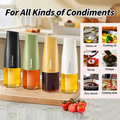 Auto-Flip Gravity Olive Oil & Soy Sauce Dispenser Bottle - 500ml/17oz Easy Cleaning, Leakproof