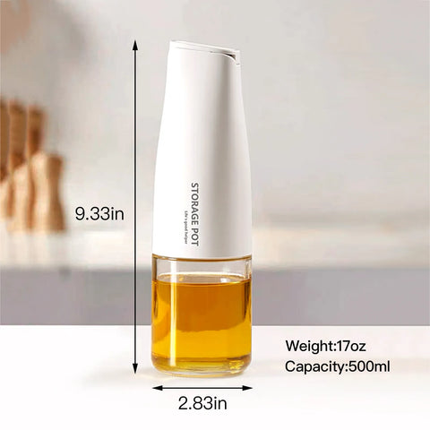 Auto-Flip Gravity Olive Oil & Soy Sauce Dispenser Bottle - 500ml/17oz Easy Cleaning, Leakproof