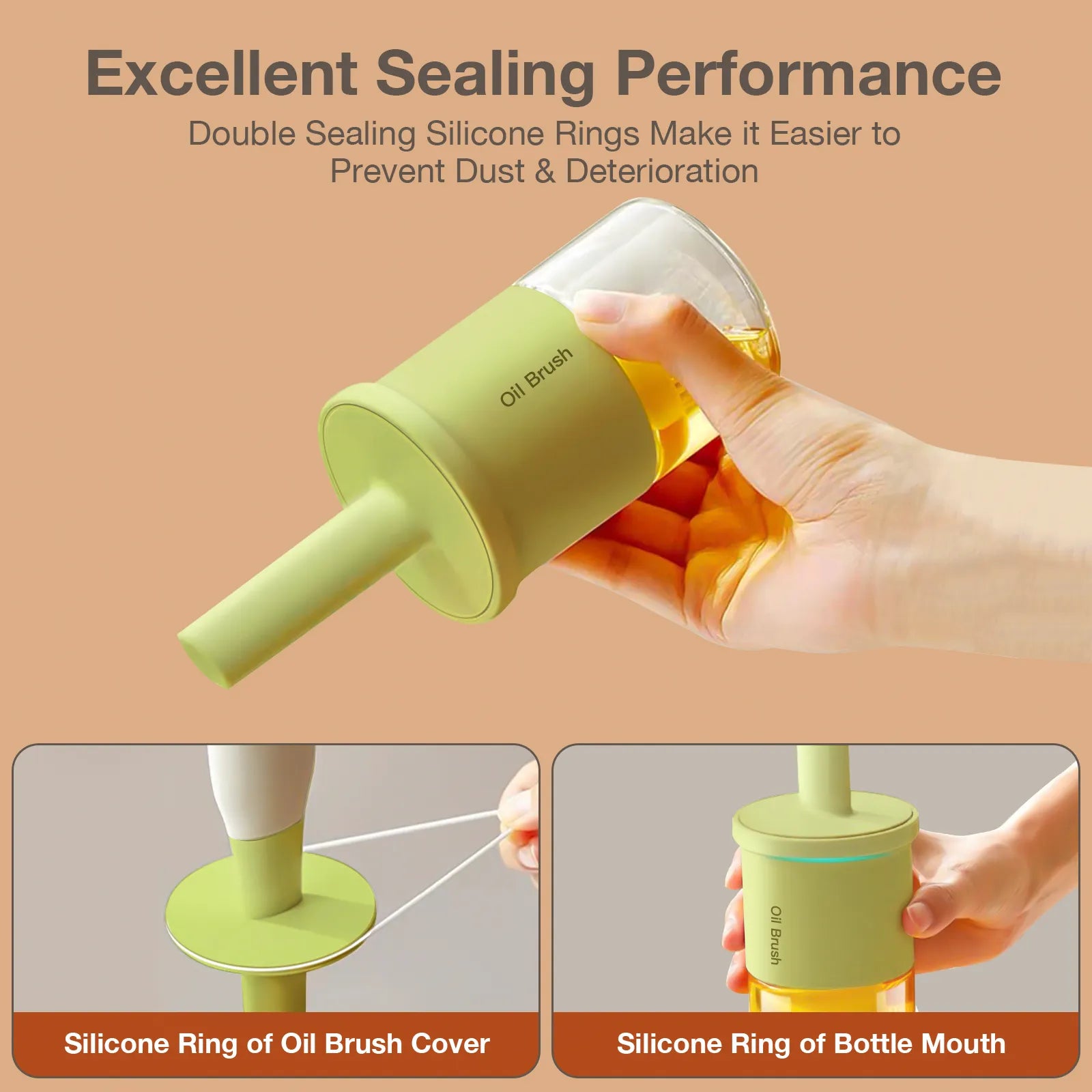 Oil Dispenser Bottle With Silicone Food Grade Brush green