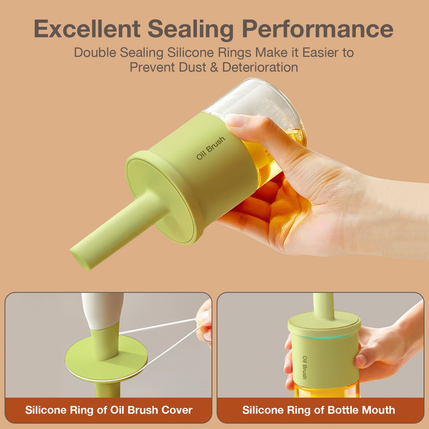 Oil Dispenser Bottle With Silicone Food Grade Brush green