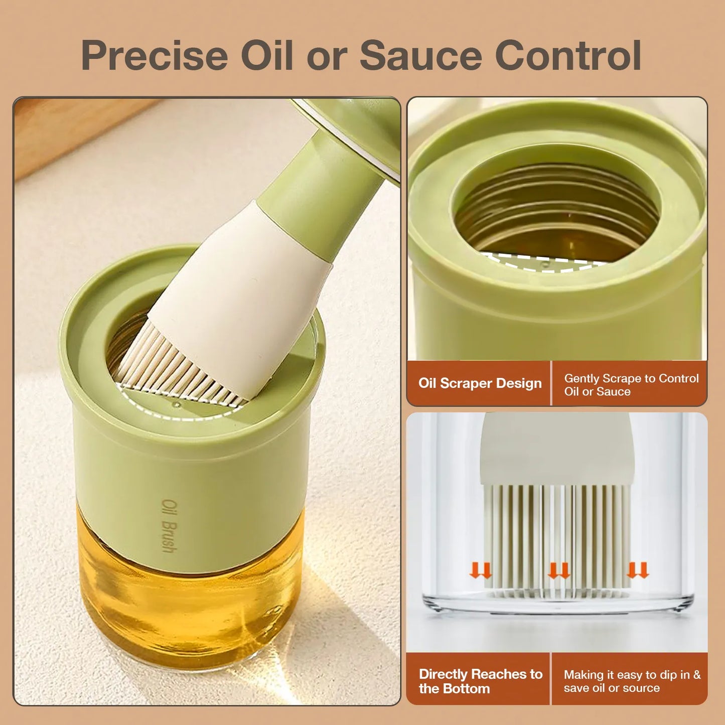 Oil Dispenser Bottle With Silicone Food Grade Brush green