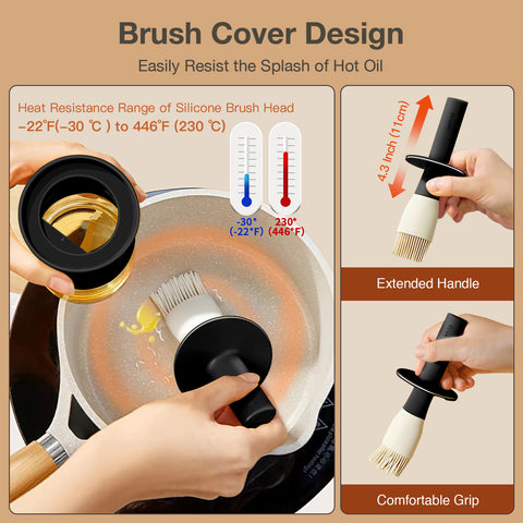 Glass Oil Dispenser Bottle – 10oz with Food-Grade Silicone Brush (Black)