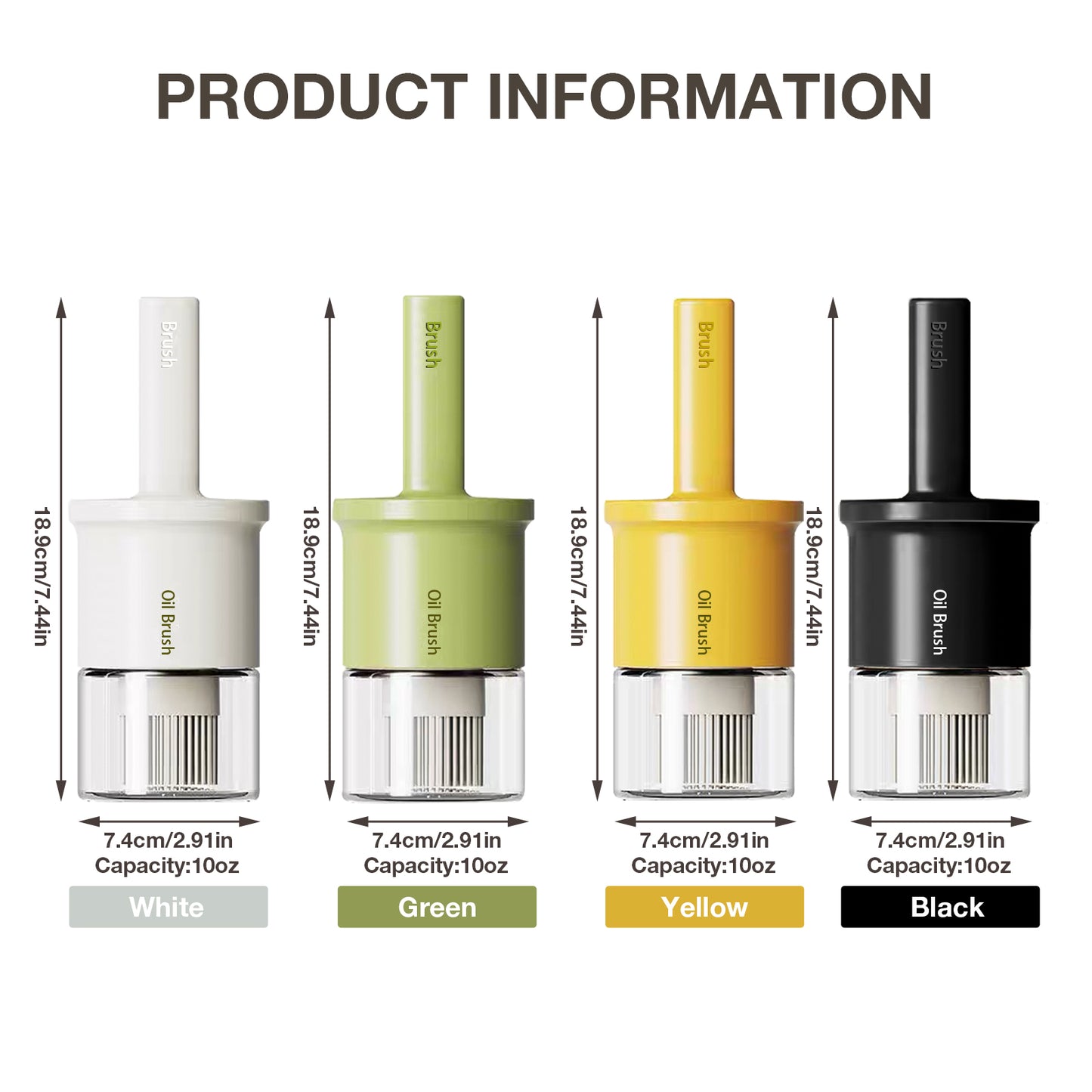 Glass Oil Dispenser Bottle with Silicone Food Grade Brush 10oz/300ml (Black)