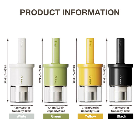 Glass Oil Dispenser Bottle – 10oz with Food-Grade Silicone Brush (Black)