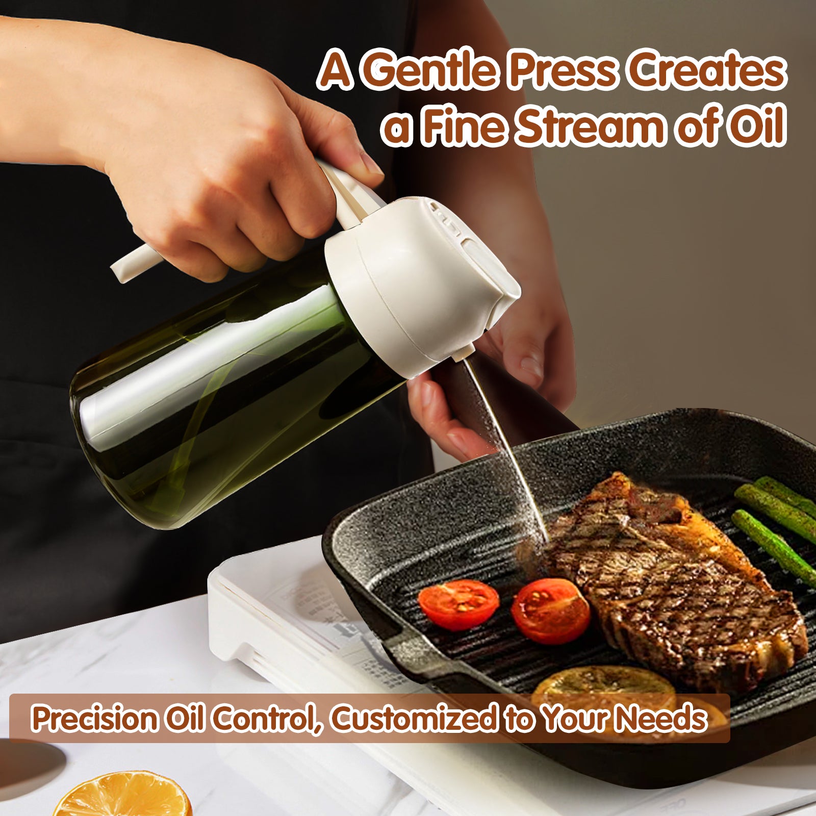 Multifunctional 2 in 1 Glass Oil Sprayer Bottle with UV protection 16oz/470ml Dark Green (White)