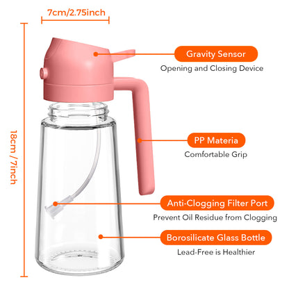 2 in 1 Oil Sprayer Bottle Dispenser 2Pcs 16oz Glass Olive Oil Sprayer Cooking Oil Sprayer Bottle for Kitchen Salad, Grill, BBQ (With Stickers)