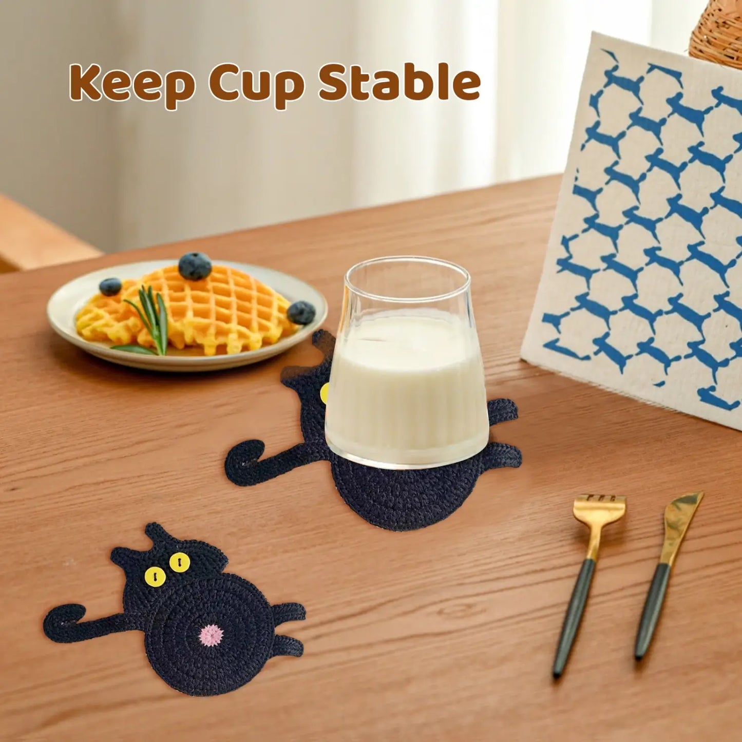 Black Cat Mug Coaster for Cat Lovers