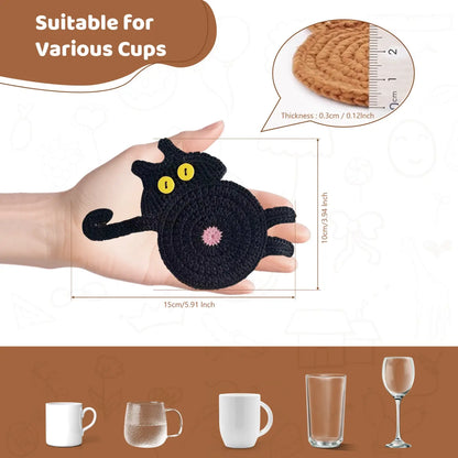Black Cat Mug Coaster for Cat Lovers