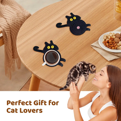 Black Cat Mug Coaster for Cat Lovers
