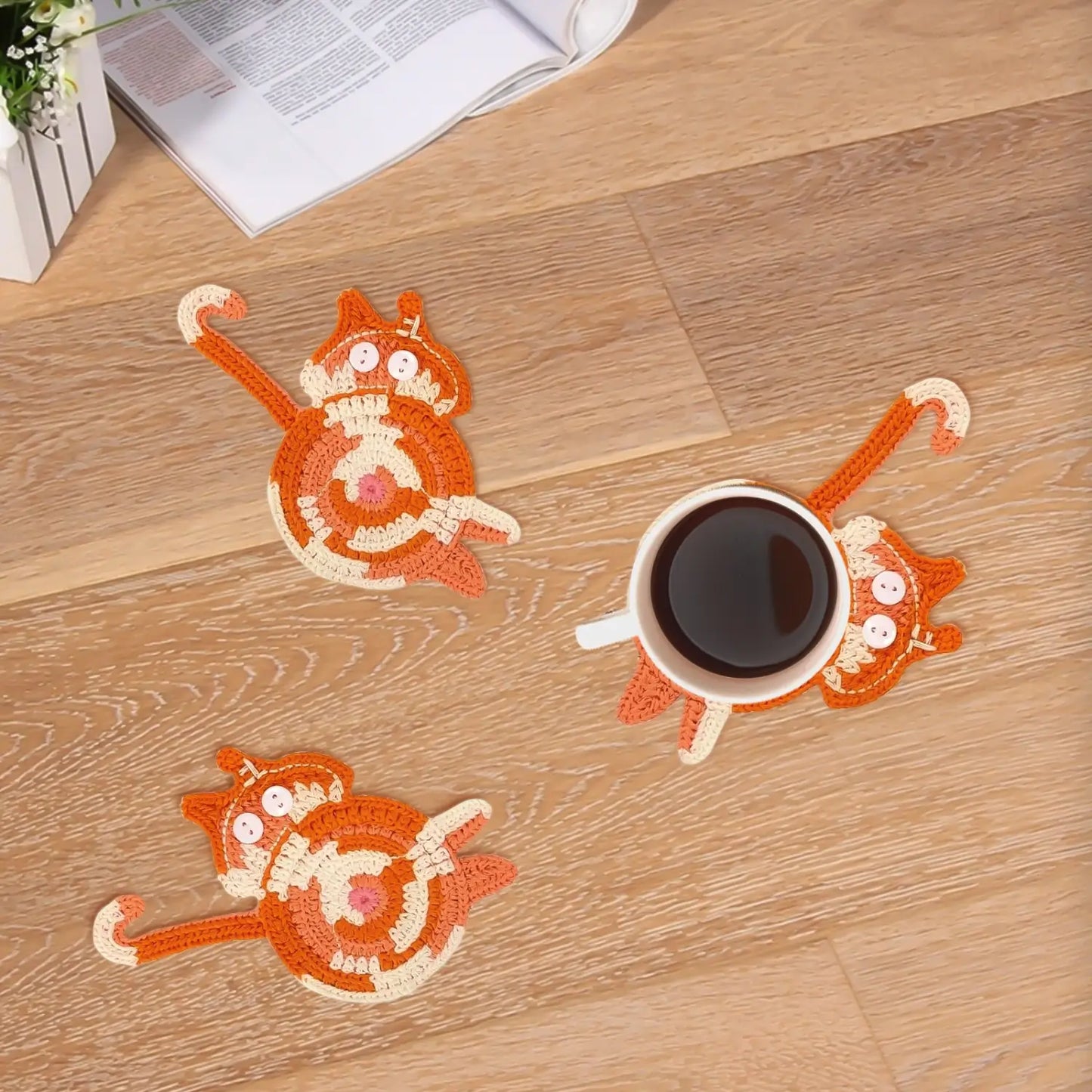 Yellow Cat Mug Coaster for Cat Lovers