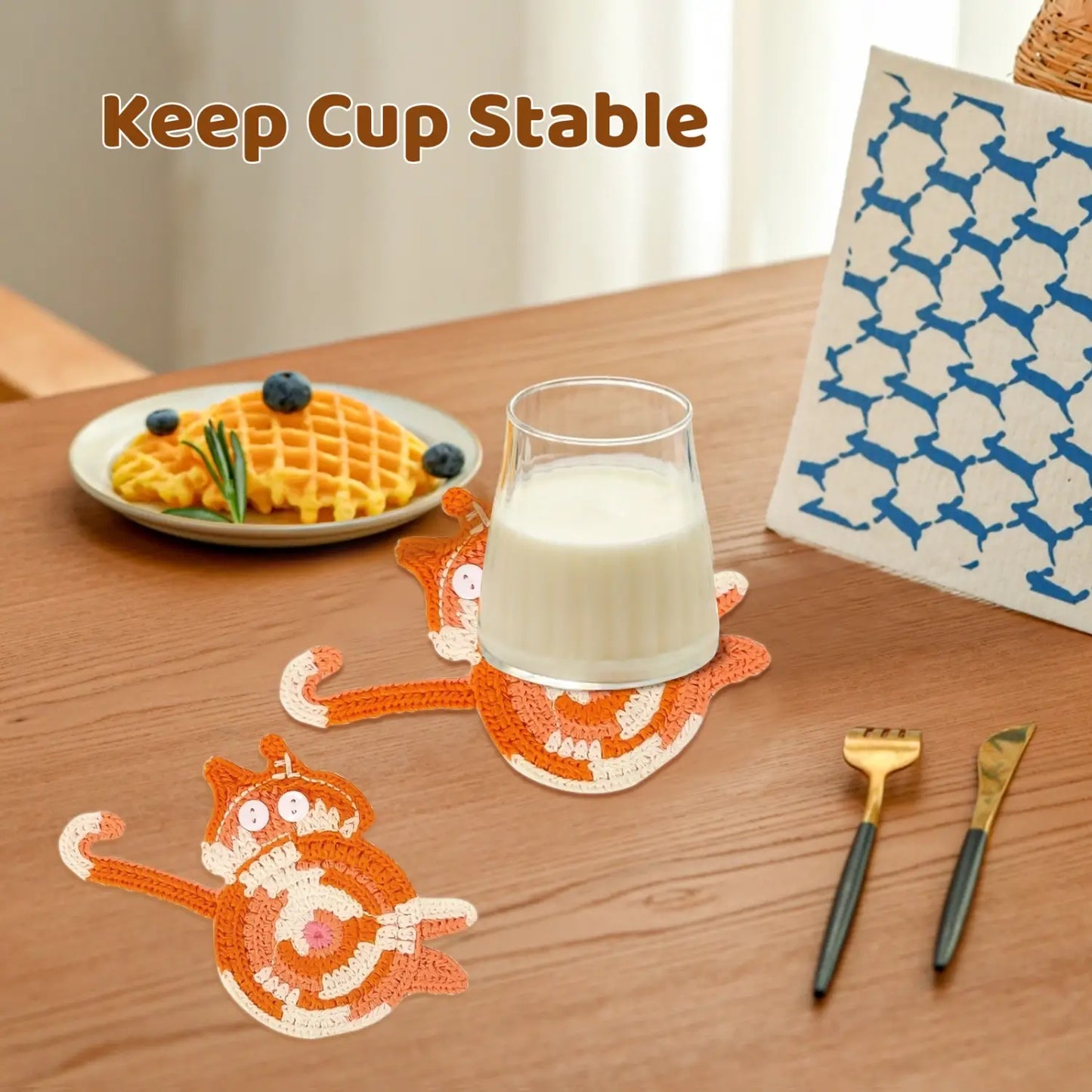 Yellow Cat Mug Coaster for Cat Lovers