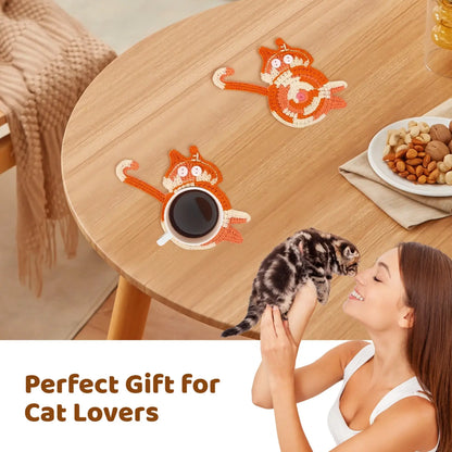 Yellow Cat Mug Coaster for Cat Lovers