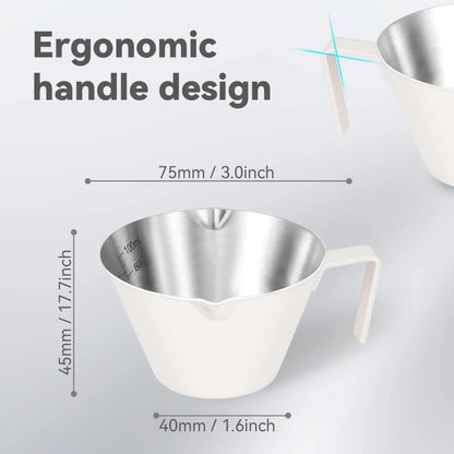Stainless Steel Espresso Shot Cups with Handle, 100ml (White)