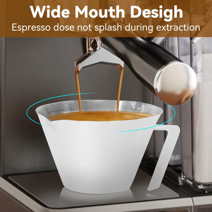 Stainless Steel Espresso Shot Cups with Handle, 100ml (White)