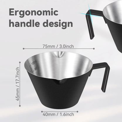 Stainless Steel Espresso Shot Cups with Handle, 100ml (Black)