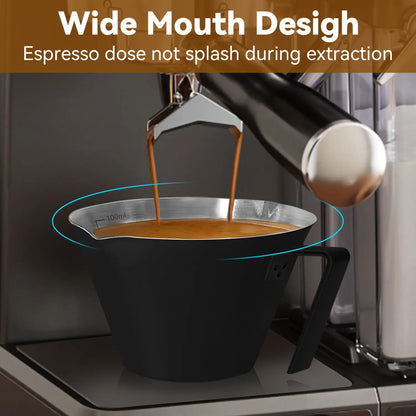 Stainless Steel Espresso Shot Cups with Handle, 100ml (Black)