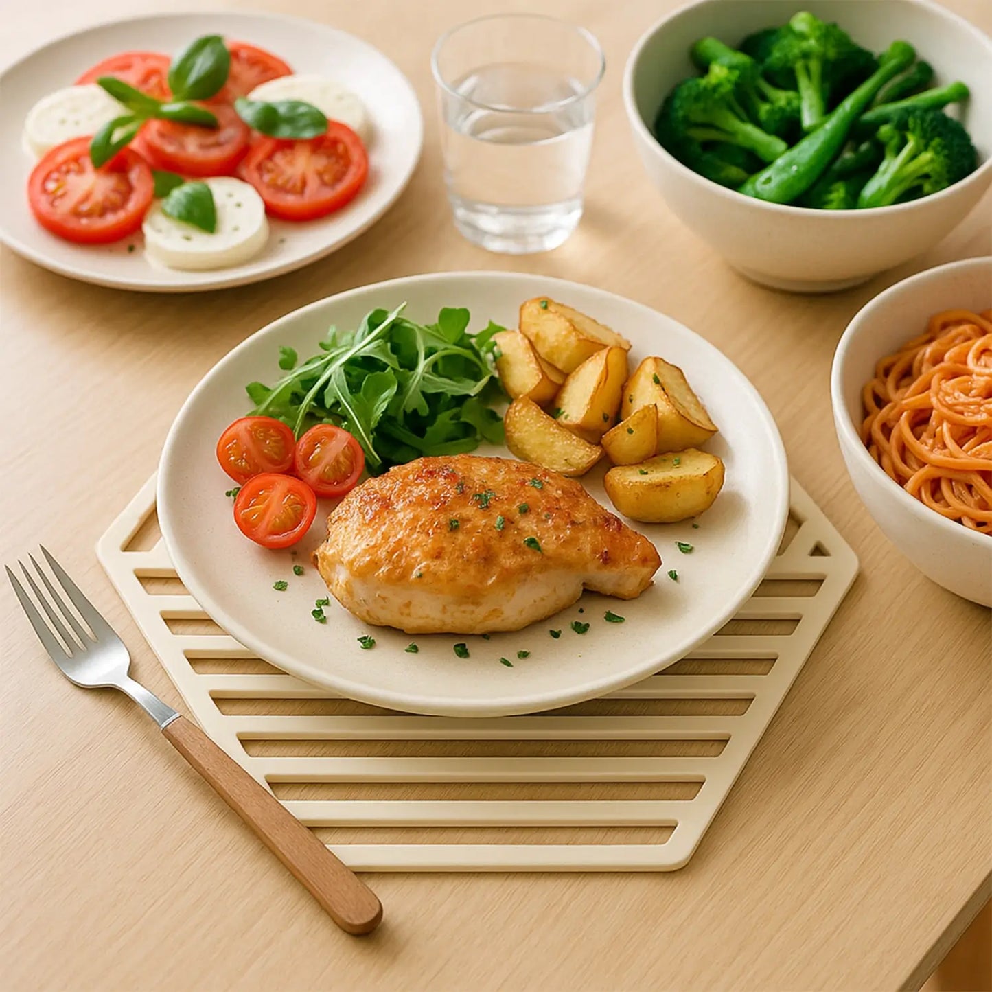 Silicone Table Mats & Coasters Set with Holder