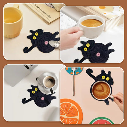 Black Cat Mug Coaster for Cat Lovers