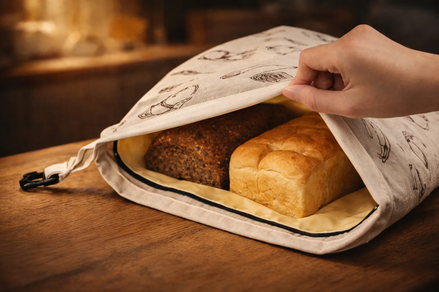 yarramate bread bag with bread in it