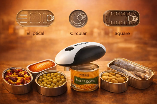 yarramate can openner on the table with lots of cans