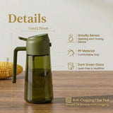 2-in-1 Oil Sprayer Bottle – 16oz Glass Olive Oil Dispenser for Cooking, Salad & Grill (Dark Green) - with Label Stickers