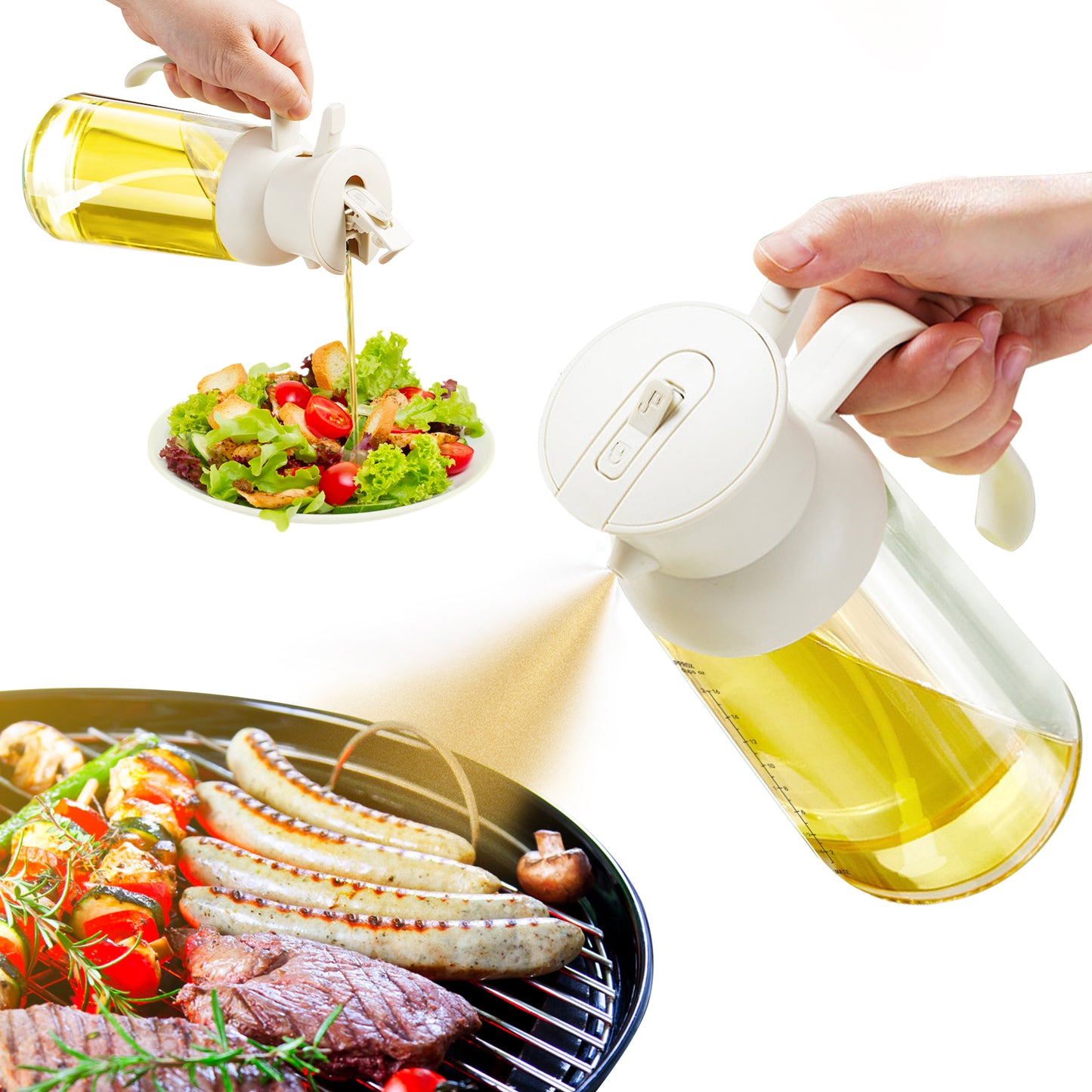 2 in 1 Oil Sprayer XL 18oz/550ml White