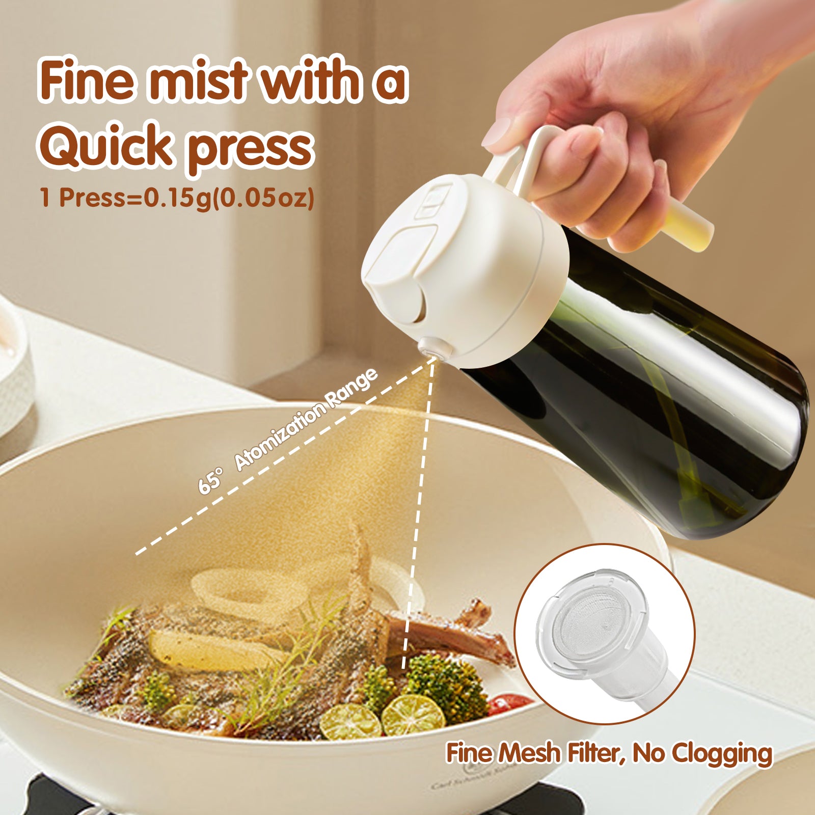 UV protection 2 in 1 Glass Oil Spray Bottle for kitchen cooking 16oz/470ml Dark Green