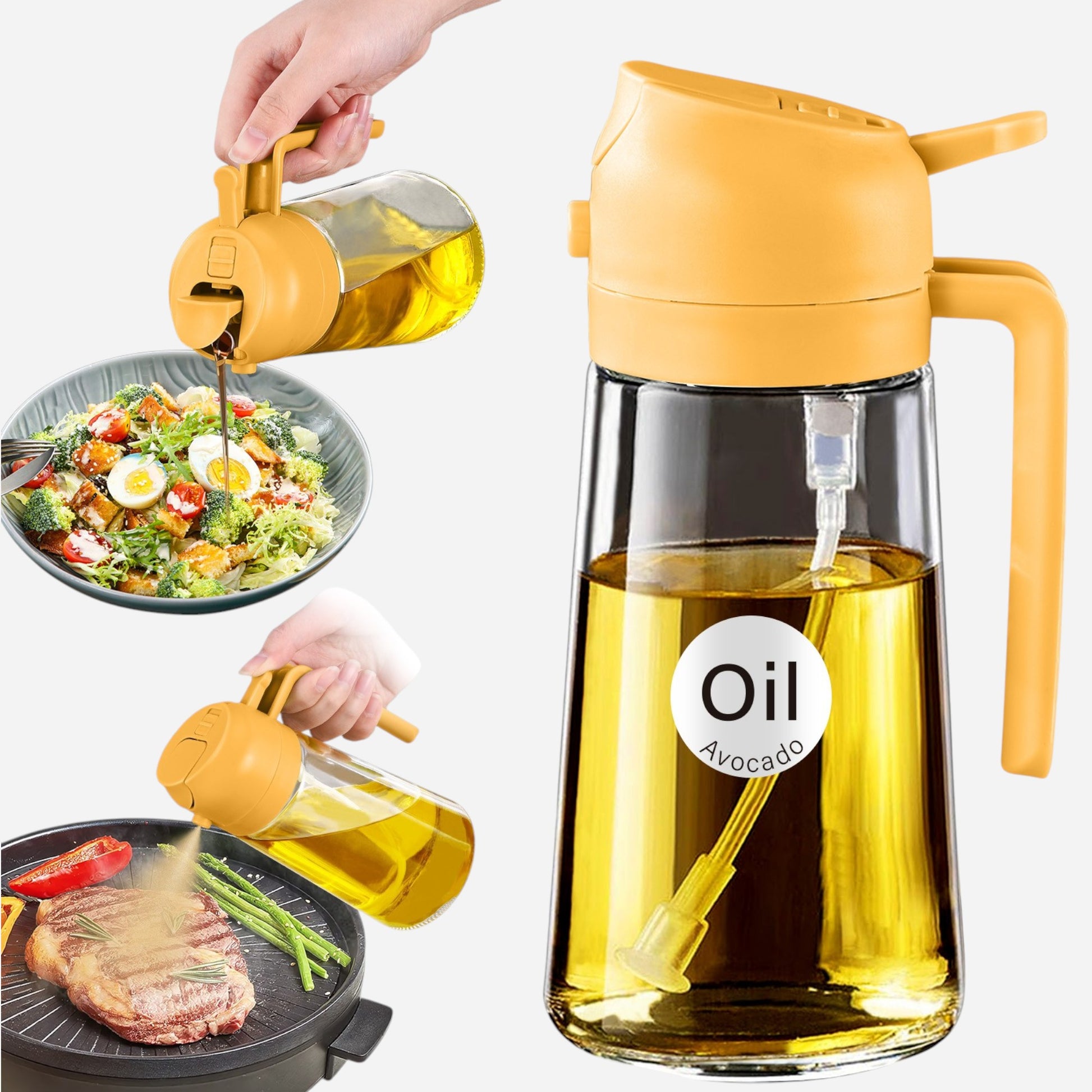 Stream,Spray 2 In 1 Glass Oil And Vinegar Dispenser Easy to use 16oz/470ml Green fo Air Fryer