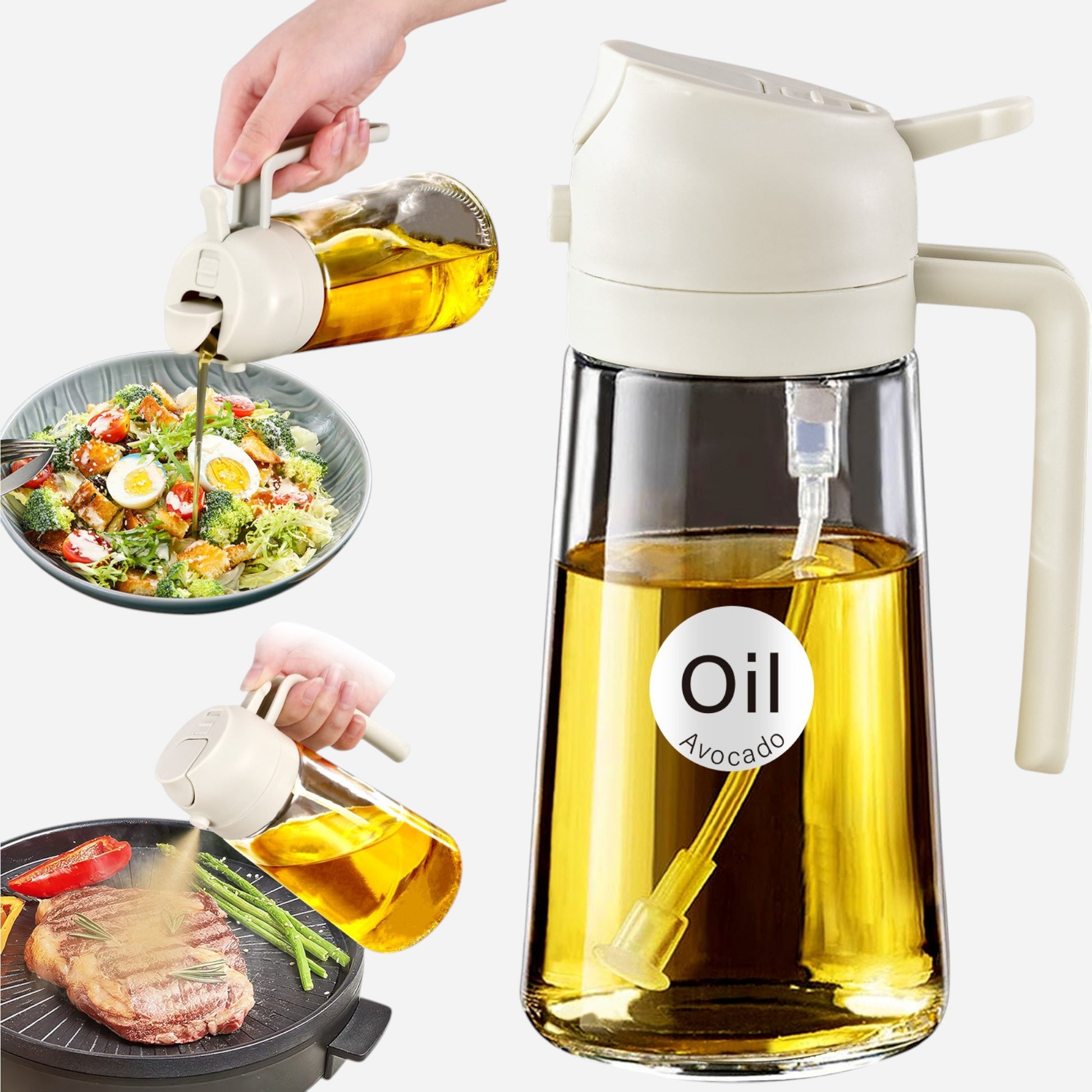 2 in 1 Oil Sprayer Bottle white