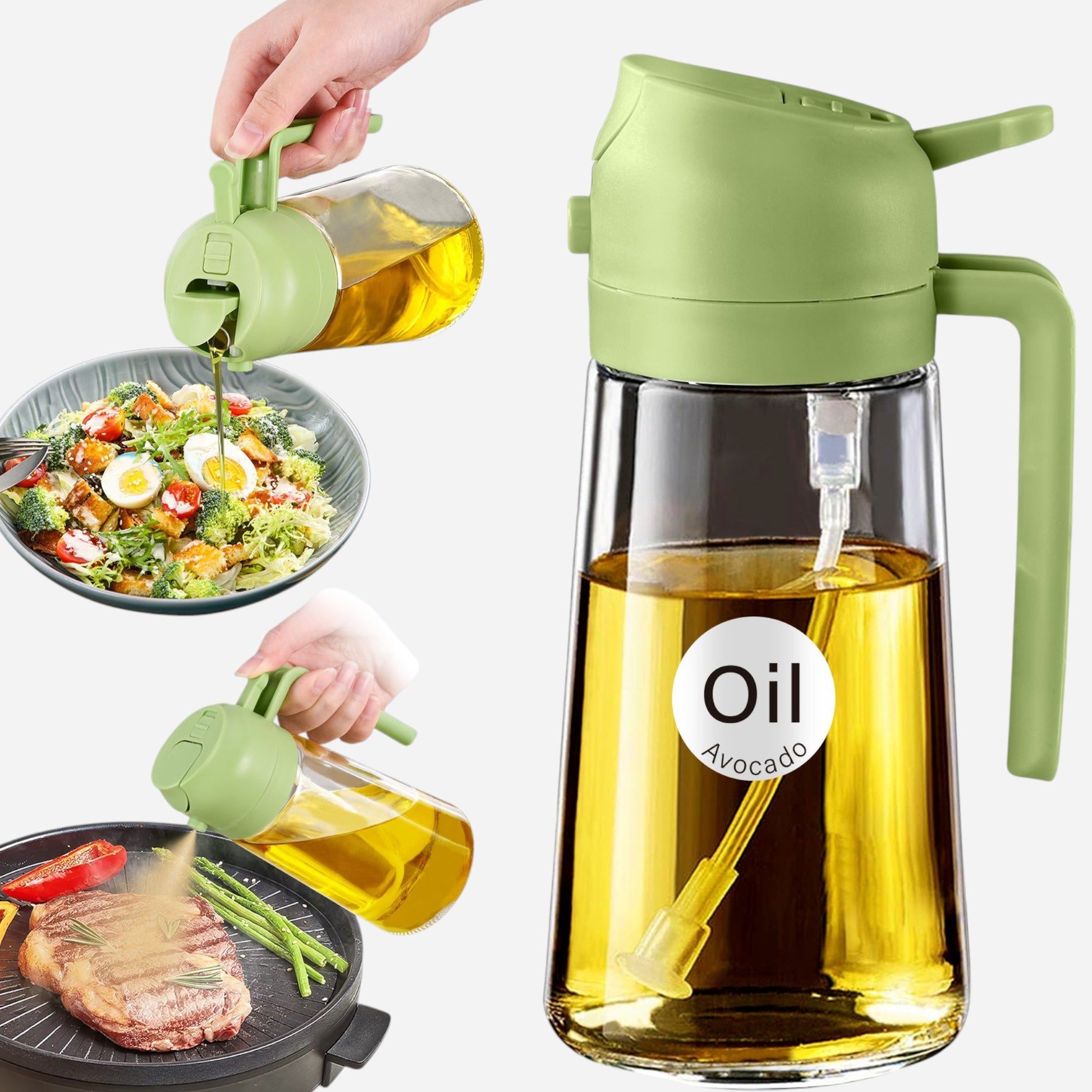 Oil Sprayer Bottle Leak Proof Easy Cleaning 16oz/470ml Green