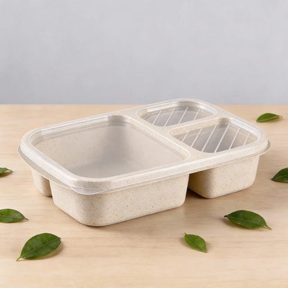 Rice Husk & Wheat Straw 3-Compartment Bento Lunch Box