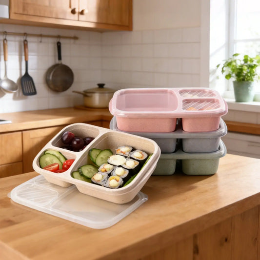 Rice Husk & Wheat Straw 3-Compartment Bento Lunch Box